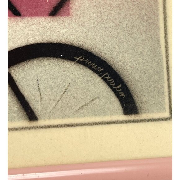 Vintage 1980s hand painted tile, framed original ceramic art - Picture 7 of 10